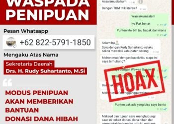 Waspada Penipuan Mengatasnamakan Pj Sekda Kabupaten Serang Rudy Suhartanto