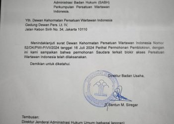 Surat AHU PWI Diblokir, Hendry Ch. Bangun Tidak Punya Legal Standing  