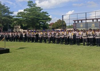 Wakapolres Serang Pimpin Apel Konsolidasi Personel Pengamanan PSU Kabupaten Serang 